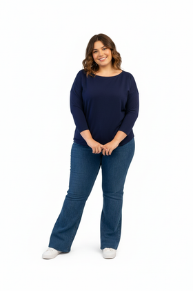 Women's 3/4 Sleeve Boat Neck Blouse