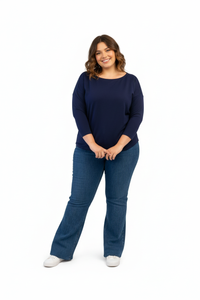 Women's 3/4 Sleeve Boat Neck Blouse