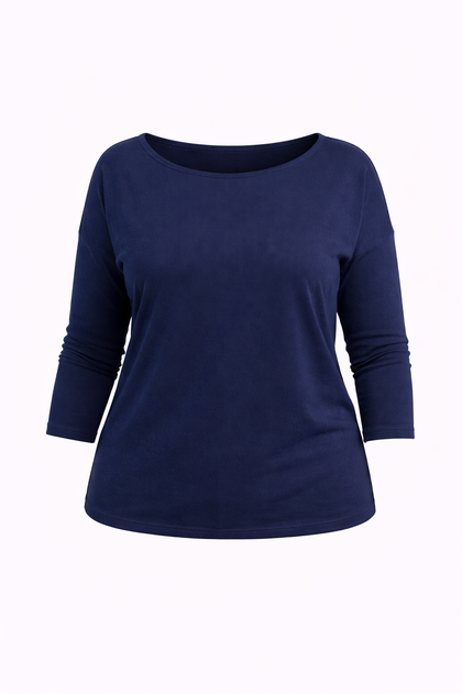 Women's 3/4 Sleeve Boat Neck Blouse