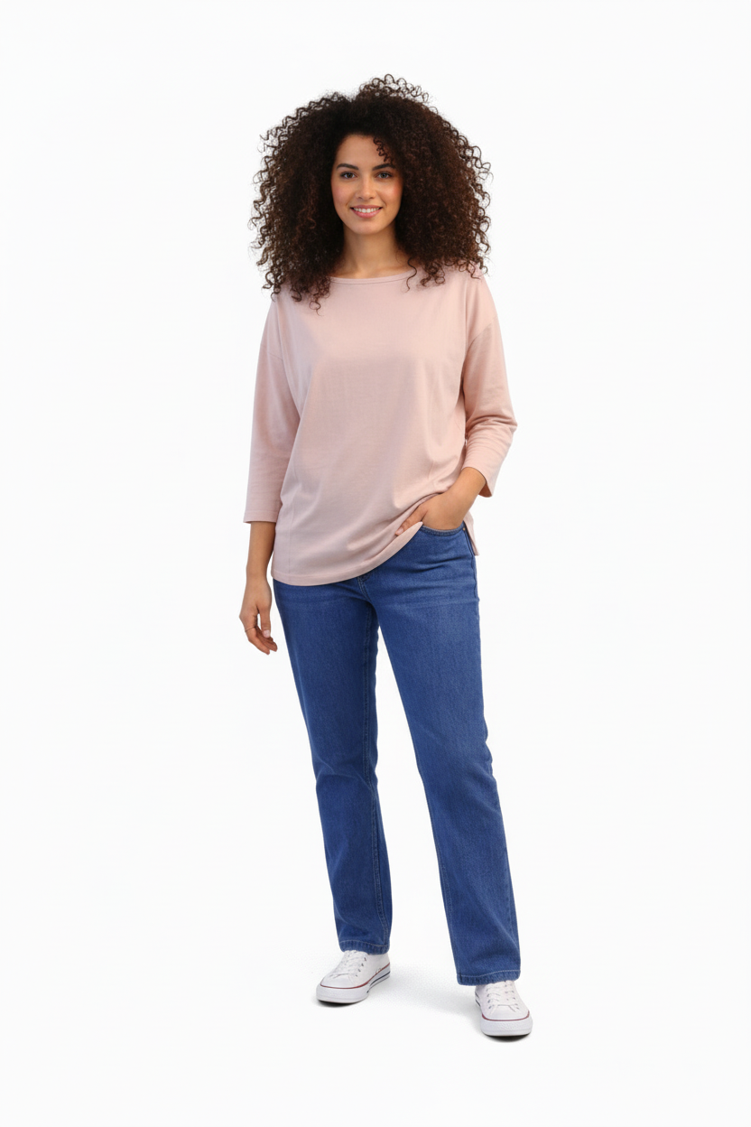 Women's 3/4 Sleeve Boat Neck Blouse