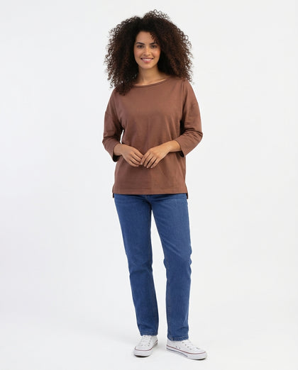 Women's 3/4 Sleeve Boat Neck Blouse