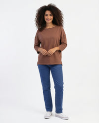 Women's 3/4 Sleeve Boat Neck Blouse